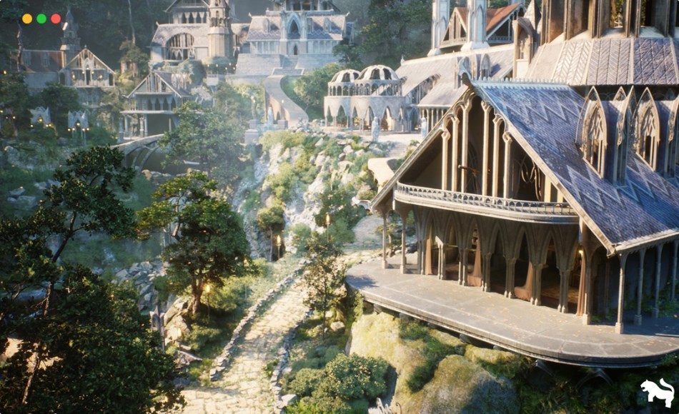 【UE5】森林环境中的精灵城市 Elvish / Elven City in Forest Environment Megapack