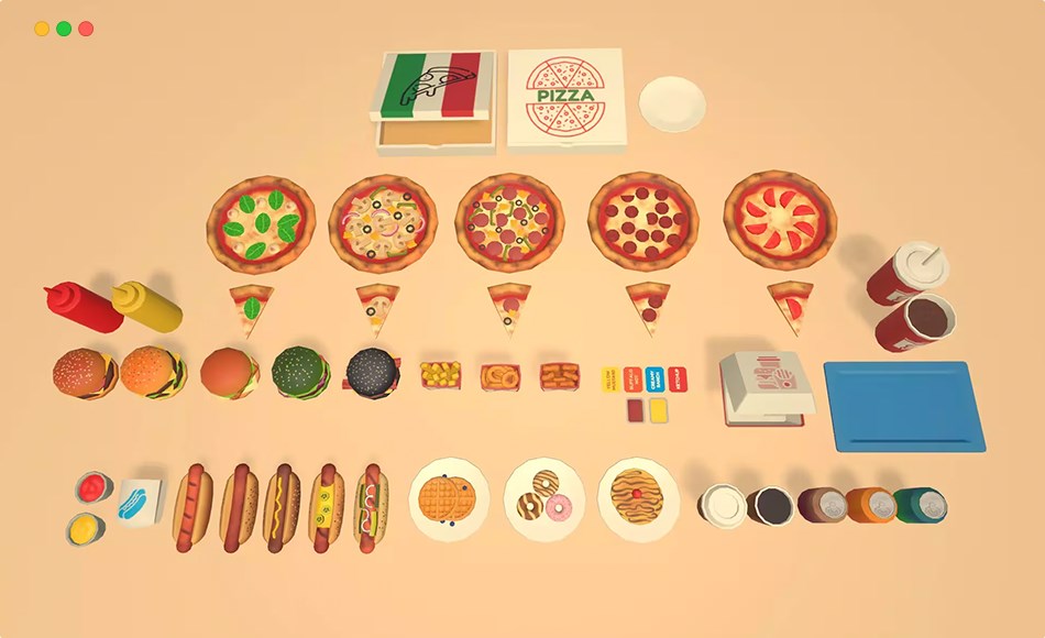 Unity资产 – 风格化食品道具模型 Low Poly Delicious Fast Food