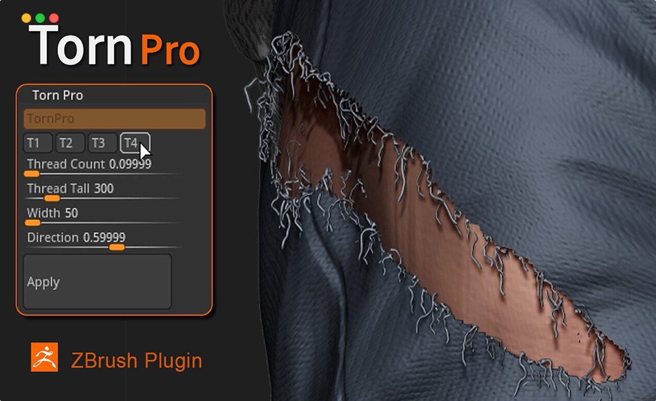 Zbrush插件 – 撕裂效果插件 Torn Pro – ZBrush Plugin