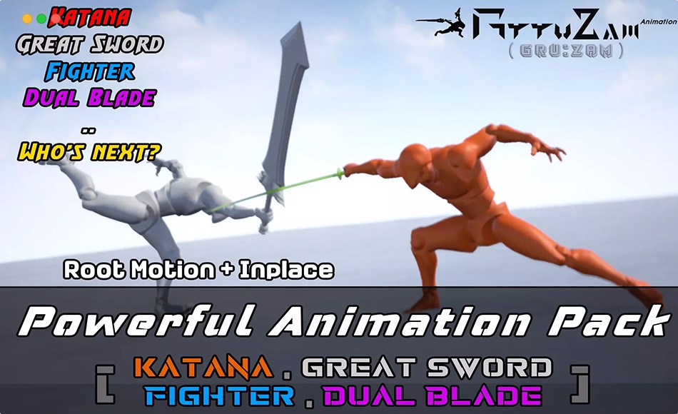 Unity动画 – 双刀格斗动画 Dual Blade + Fighter 2Assets Pack