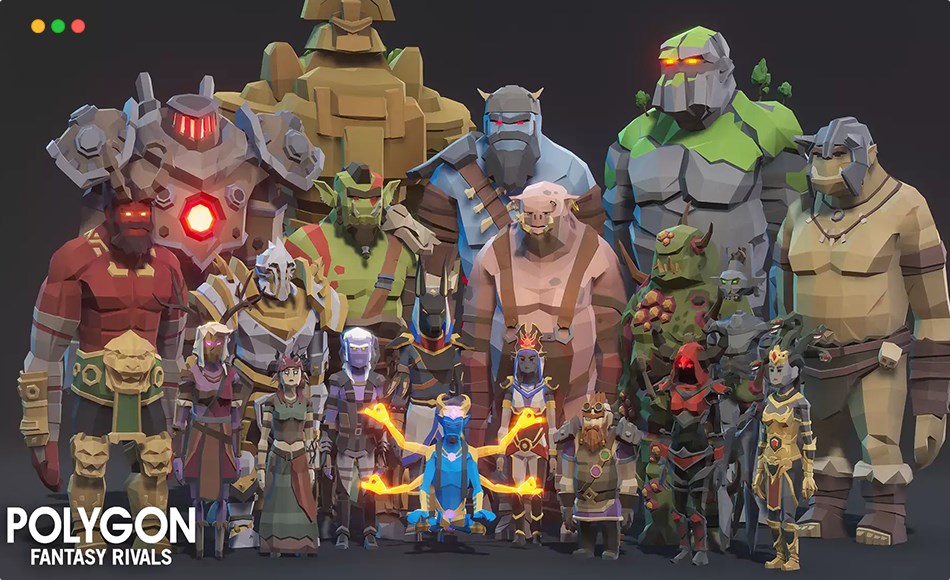 Unity角色 – 风格化游戏角色 POLYGON Fantasy Rivals – Low Poly 3D Art