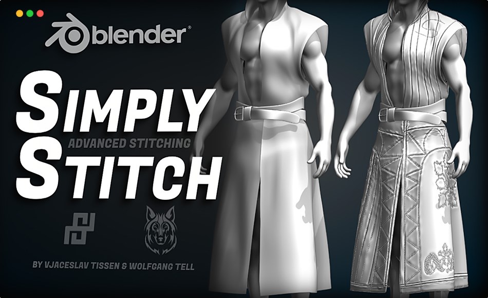 Blender插件 – 针迹缝合效果插件 Simply Stitch