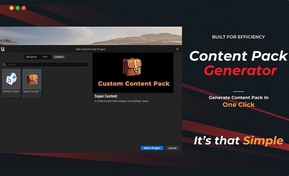 UE5插件 – 内容包生成器 Content Pack Generator