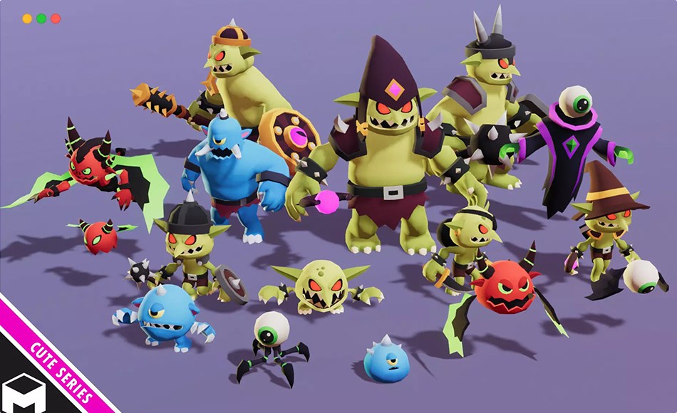 Unity角色 – 怪物角色包 Monsters Ultimate Pack 08 Cute Series
