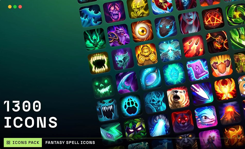 Unity资产 – 手绘游戏图标 Fantasy Spell Icons Ultimate Bundle