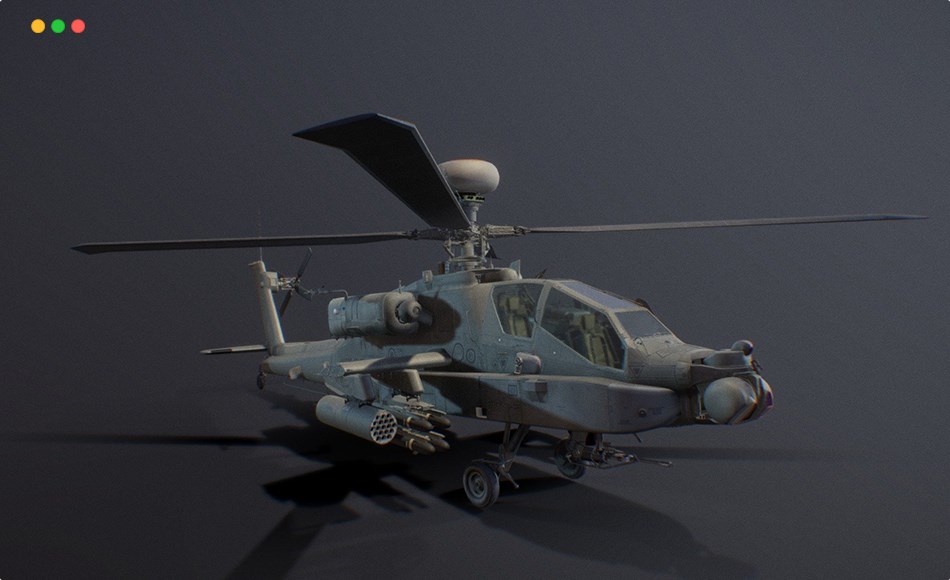 模型资产 – 阿帕奇武装直升机 Ah-64D Apache Longbow Helicopter With Cockpit