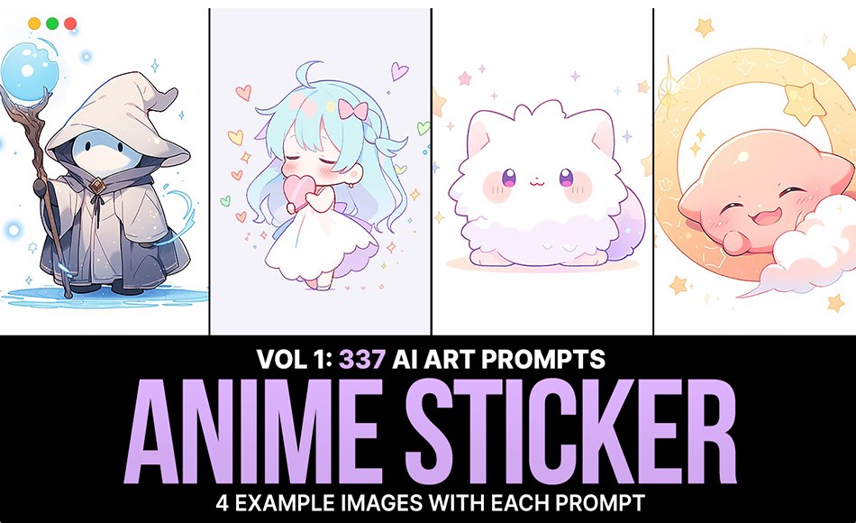 Ai 提示词动漫贴纸 337 Midjourney Prompts for Anime Stickers