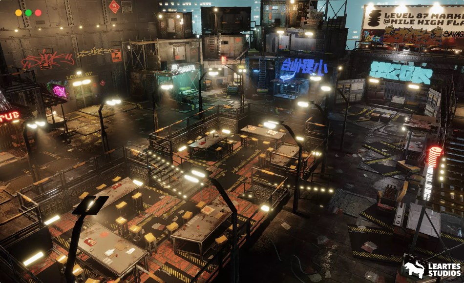 Unity场景 – 赛博朋克屋顶场景 Cyberpunk Rooftop Market – URP