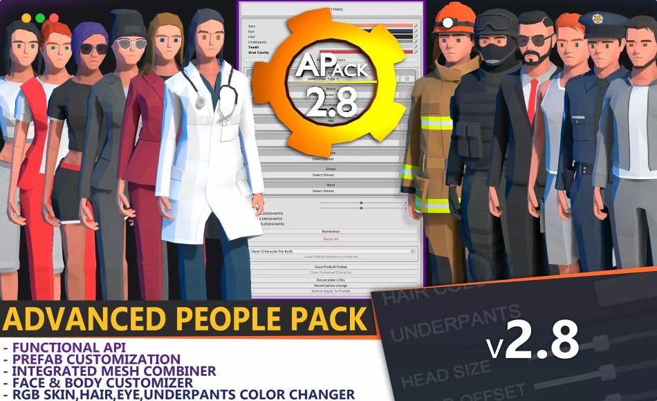 Unity角色 – 角色定制系统 Advanced People Pack 2