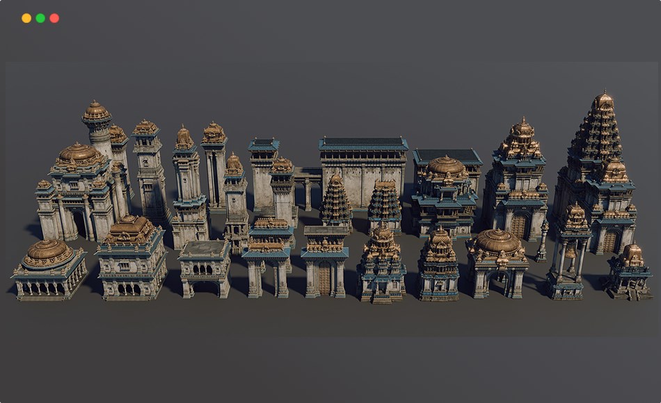 模型资产 – 印度朱罗王朝 CHOLA NADU – Kitbash Set