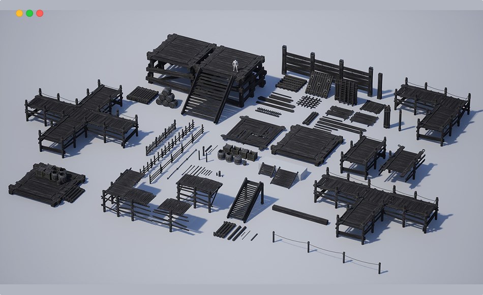 【UE5】木制道具环境包 Wooden props environment pack