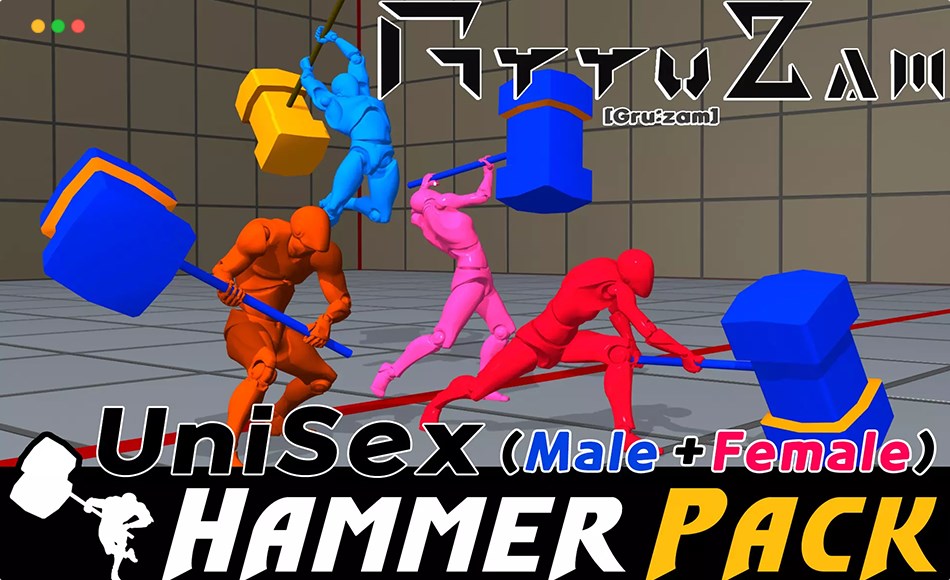 Unity动画 – 锤子格斗动作动画 Stylish Hammer Male+Female Action Pack