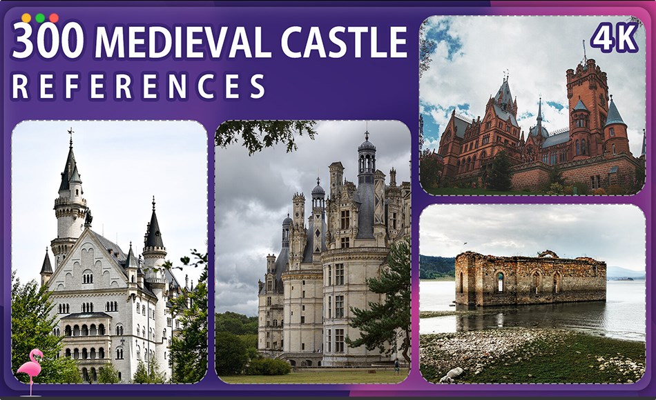 300 张中世纪城堡建筑参考照片 300 Medieval Castles Reference Pack – Vol 1