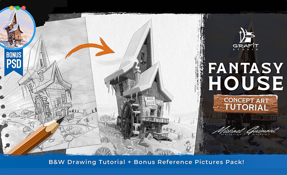 【中文字幕】PS教程 – 梦幻小屋环境概念艺术 Fantasy House’ Concept Art Tutorial