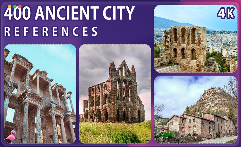 400 张中世纪城堡建筑参考图片 400 Ancient City Reference Pack – Vol 1