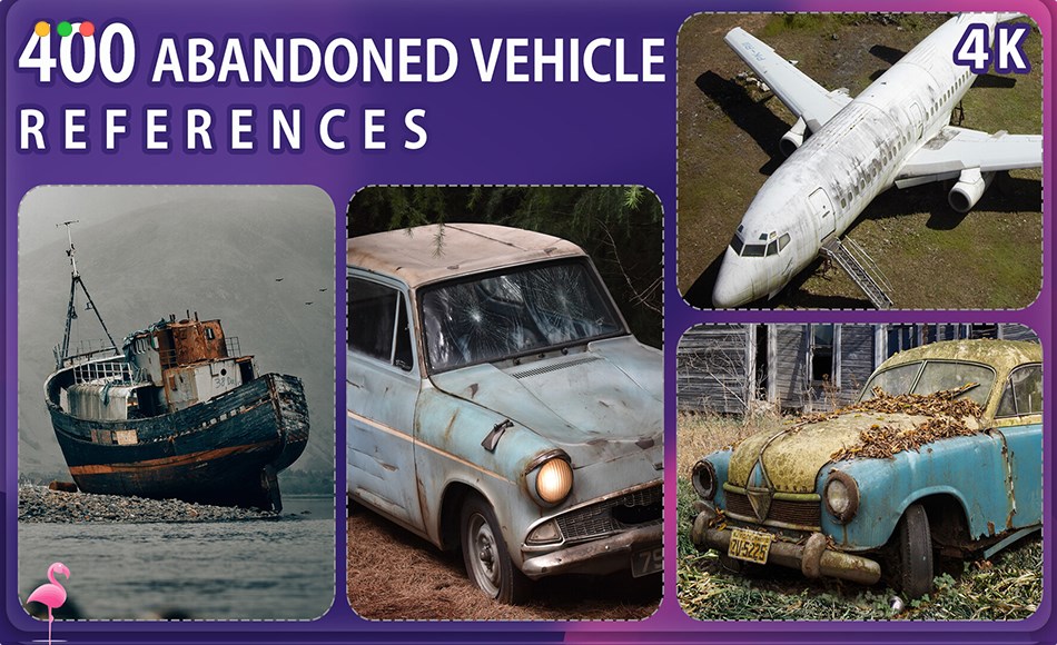 400 张废弃车辆参考照片 400 Abandoned Vehicle Reference Pack – Vol 1