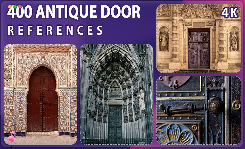 400 张古代建筑门参考照片 400 Antique Door Reference Pack – Vol 1