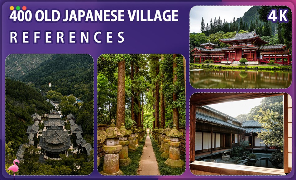 400 张古代日本村落参考照片 400 Old Japanese Villages Reference Pack – Vol 1