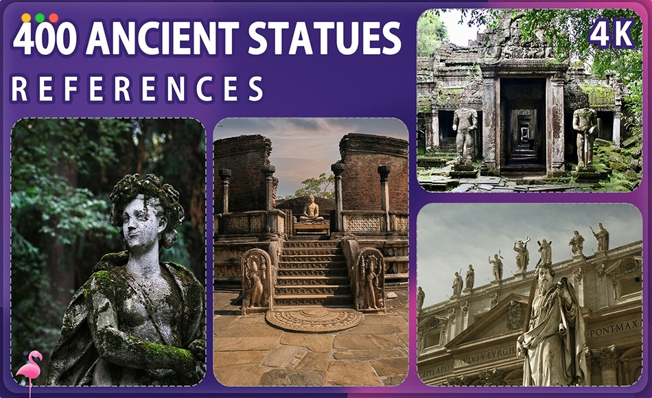 400 张古代雕塑雕像参考照片 400 Ancient Statues Image Reference Pack – Vol 1