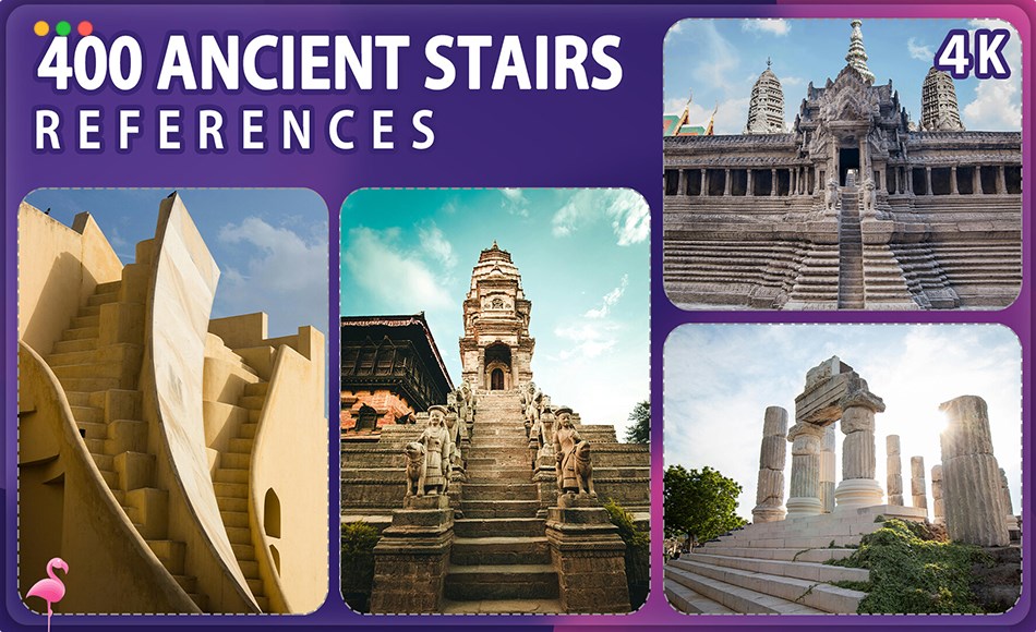 400 张古代楼梯参考照片 400 Ancient Stairs Reference Pack – Vol 1