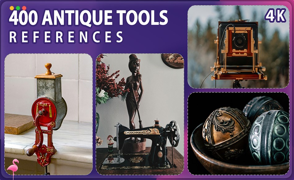 400 张古董物件参考照片 400 Antique Tools Reference Pack – Vol 1