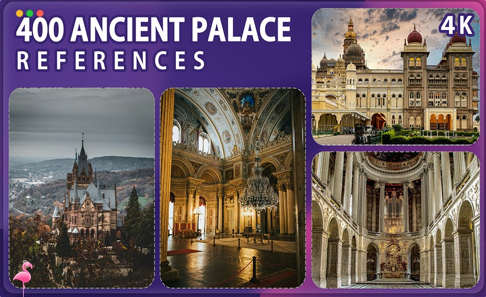 400 张古代宫殿城堡参考图片 400 Ancient Palace Reference Pack – Vol 1