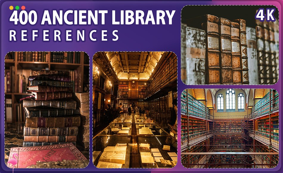 400 张古代图书馆参考照片 400 Ancient Library Reference Pack – Vol 2