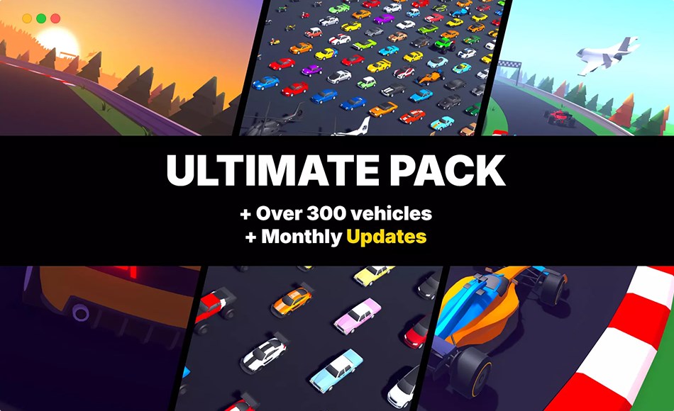 Unity资产 – 风格化街机车辆包 ARCADE: Ultimate Vehicles Pack – Low Poly Cars