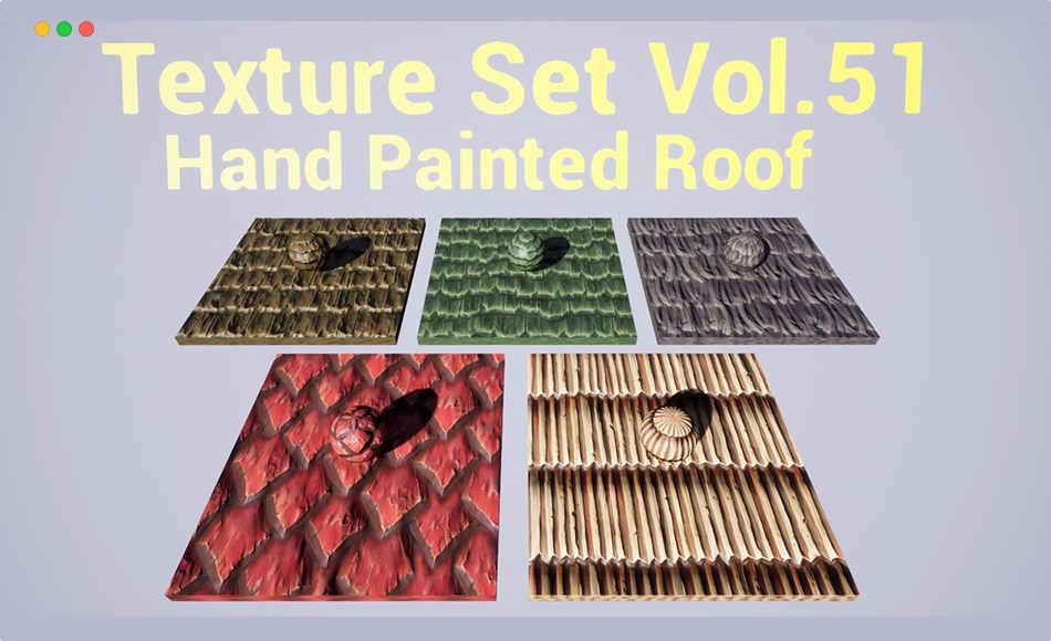 【UE5】风格化屋顶材质手绘纹理 Roof Vol.51 – Hand Painted Textures
