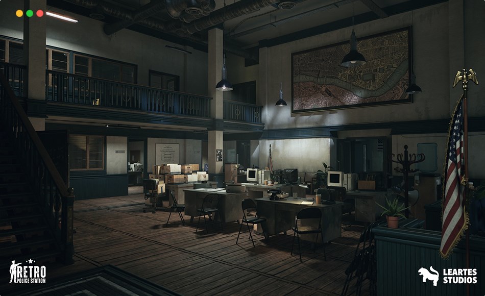 【UE5】复古警察局环境场景 Retro Police Station Environment ( Retro Police Station Police Interior Police )