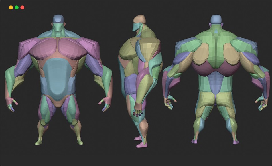 模型资产 – 风格化卡通肌肉角色解刨模型 Stylized Bulky Blockout V1