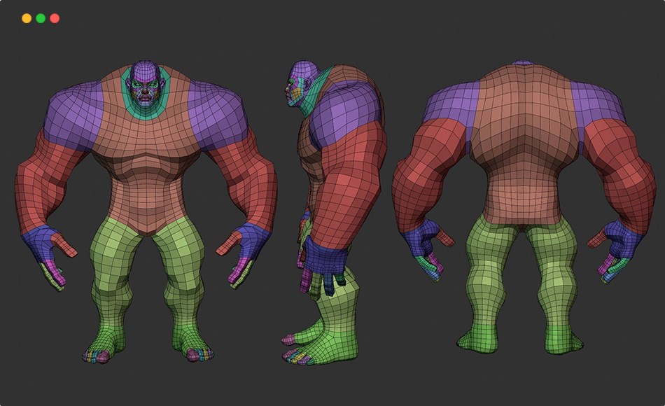 模型资产 – 风格化大块头角色基础网格 Stylized Lowpoly Bulky Basemesh