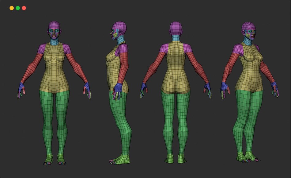 模型资产 – 风格化女性角色基础模型 Stylized Lowpoly Female Basemesh