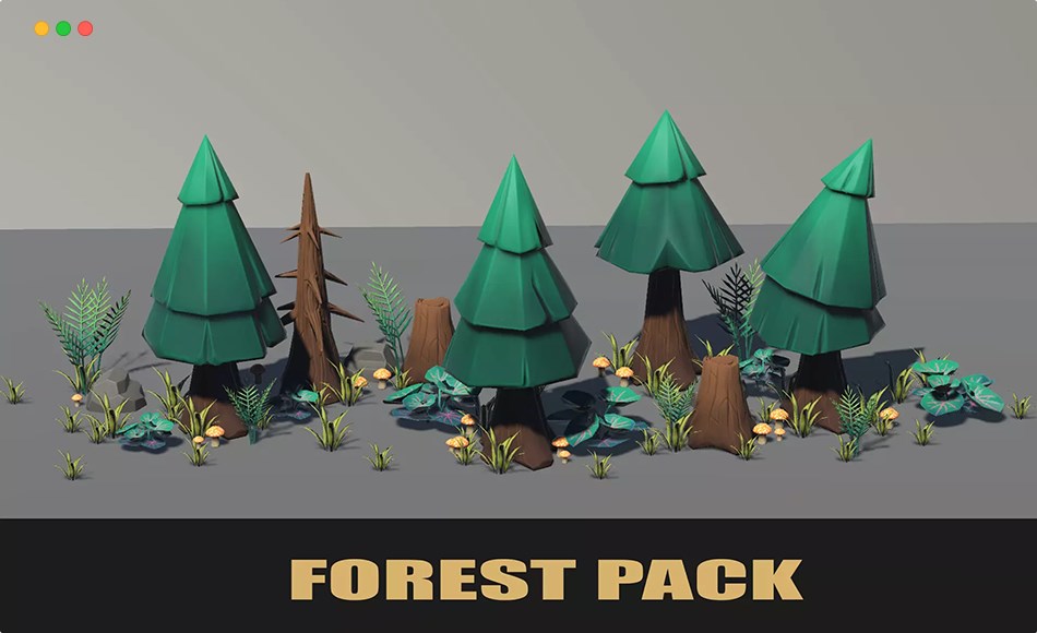 Unity资产 – 风格化森林 Stylised PBR 3D Forest Pack