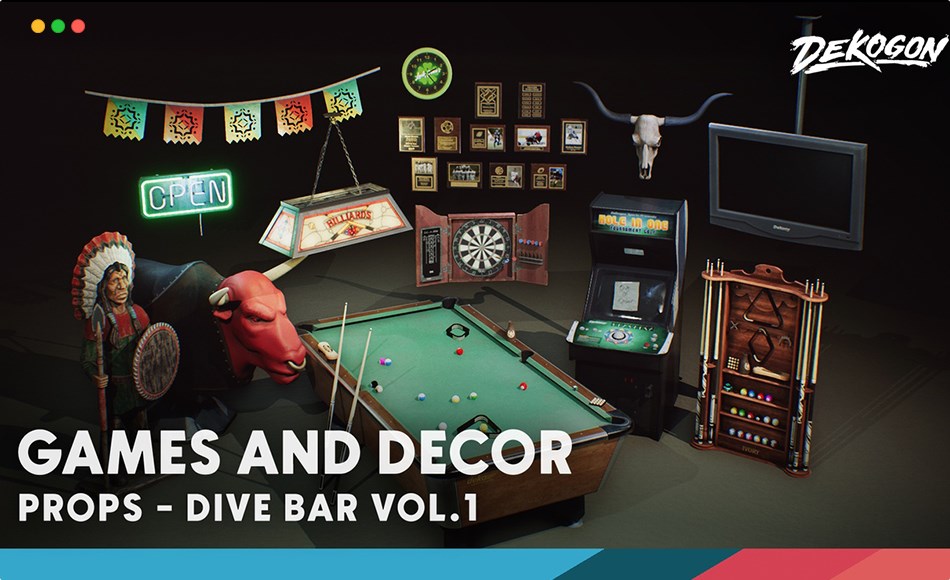 【UE5】餐厅和地下酒吧 Restaurant and Dive Bar VOL. 1 – Games and Decor