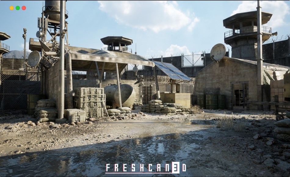 【UE5】军事基地环境 Military Base & Military Camp Environment 4km (Warzone, Military, Military Prop)