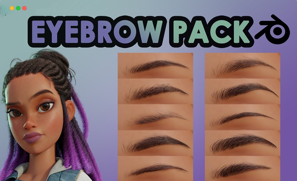 Blender插件 – 眉毛资产包 Eyebrow Pack