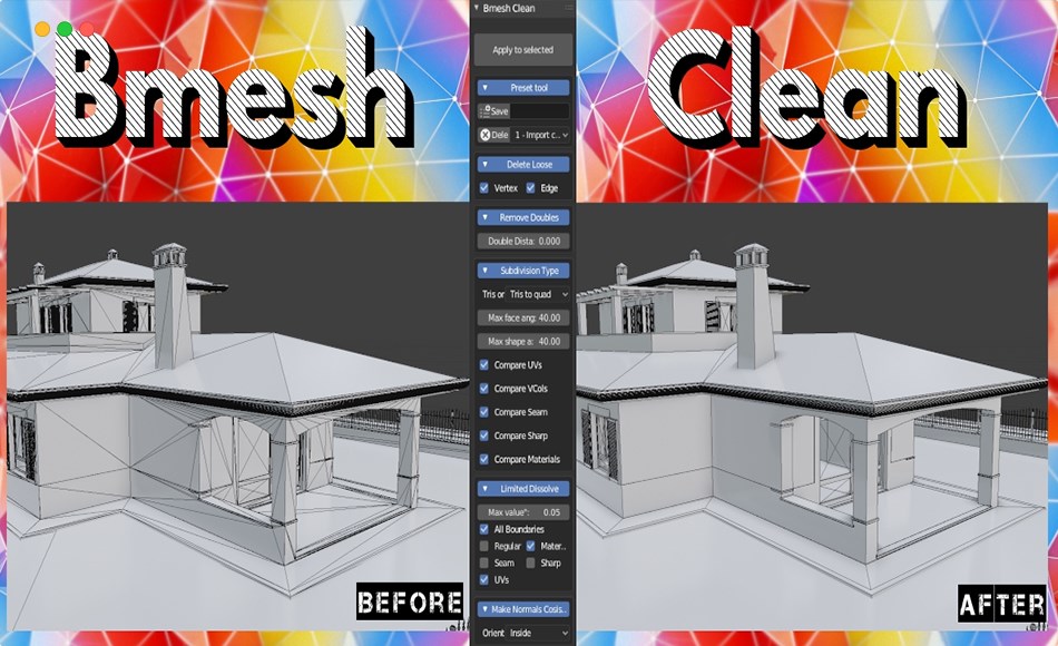 Blender插件 – 模型清理工具 Bmesh Clean Add-On