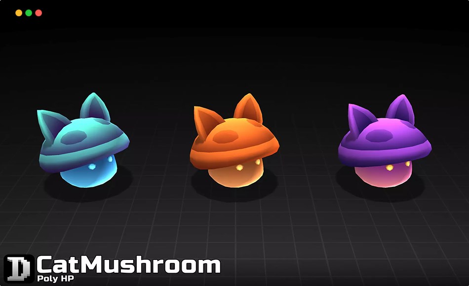 Unity角色 – 卡通蘑菇角色 Poly HP – CatMushroom