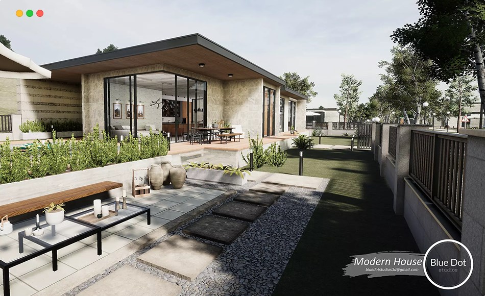 Unity场景 – 现代邻里住宅 Modern Neighborhood House | Blue Dot Studios