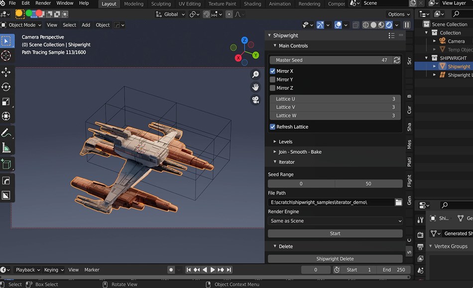 Blender插件 – 3D 建模科幻飞船 The Shipwright
