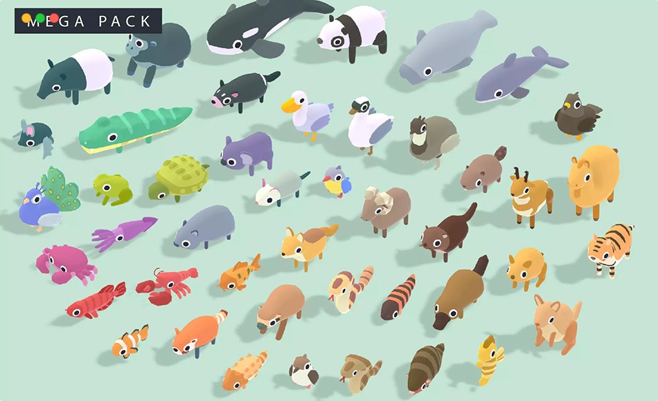 Unity资产 – 古怪系列卡通动物资产包 Quirky Series – Animals Mega Pack Vol.2