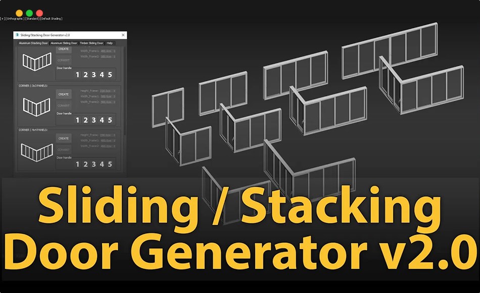 3Dmax插件 – 滑动门生成器 Stacking Door Generator