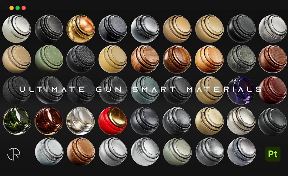 SP材质 – 武器金属智能材质 Ultimate Gun and Weapon Smart Materials for Substance 3D Painter