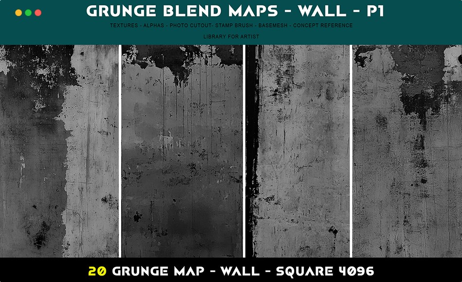 污渍墙面材质贴图 Grunge Blend Maps_Wall_P1
