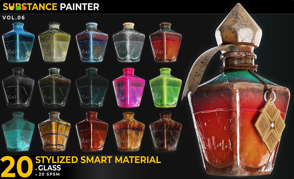 SP材质 – 20 组风格化智能玻璃材质 20 Stylized Smart Materials Glass Vol 06