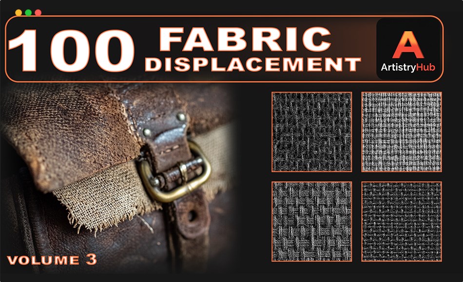 100 张织物置换贴图 100 Fabric Displacement Maps 4k Vol.3