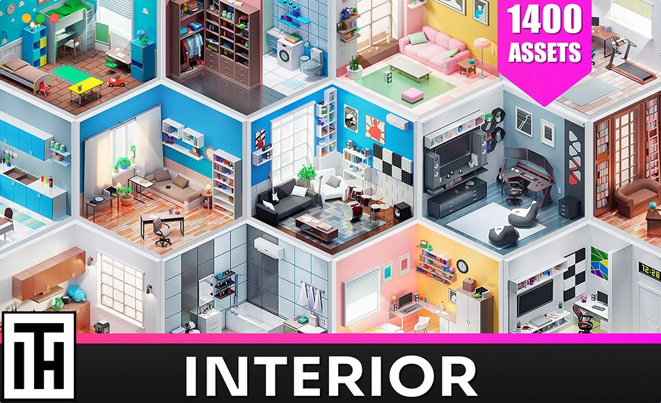 Unity资产 – 风格化室内场景 Interior – Low Poly 3D Models Pack