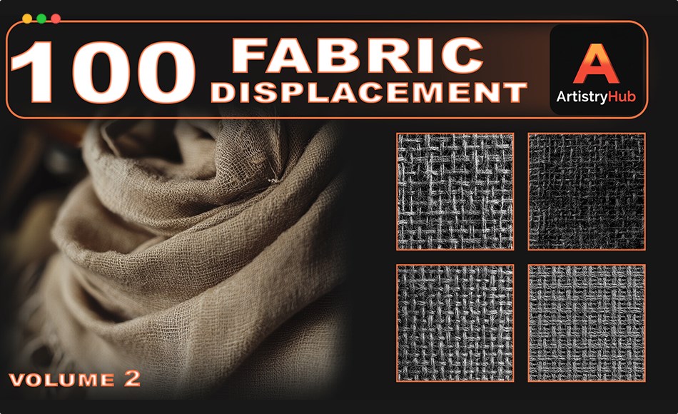 100 张织物置换贴图 100 Fabric Displacement Maps 4k Vol.2
