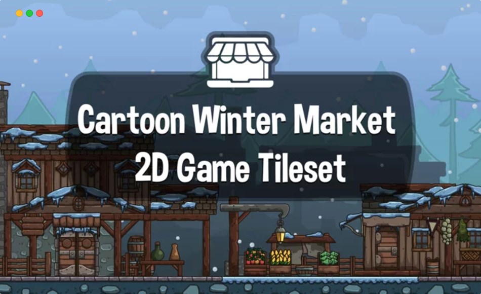 2D 冬季市场卡通游戏资产 Winter Market 2D Cartoon 128×128 Tileset